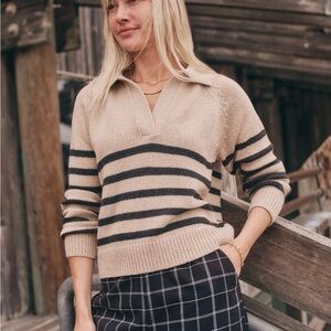 Marine Layer Claire Relaxed Sweater Polo L